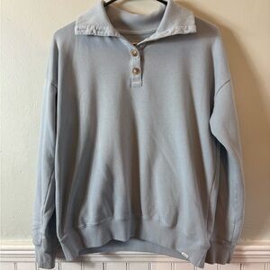 Abercrombie Kids Collared Pullover Sweatshirt – Light Blue Fleece –Preppy Casual